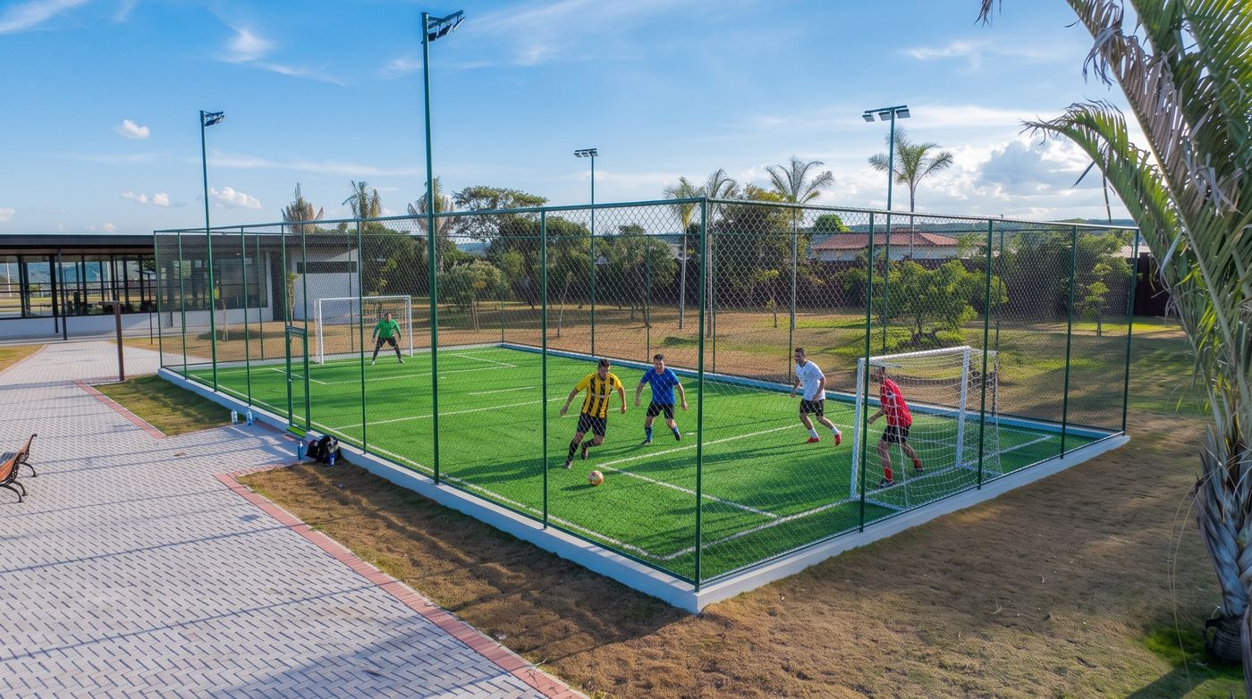 Campo de futebol society em grama sintética